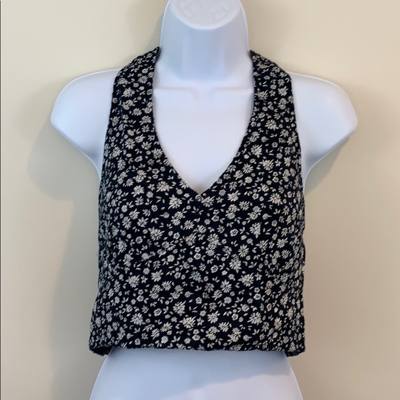 American Eagle Outfitters Tops - American Eagle Smocked Halter Tie Back Crop Top